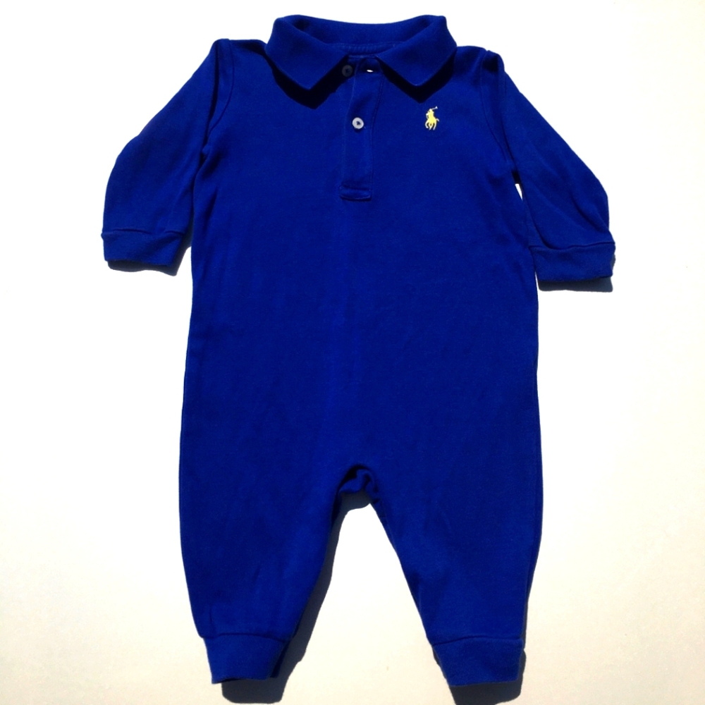 Ralph Lauren Long Sleeve Pants Romper One-Piece Royal Blue Size 6 Months